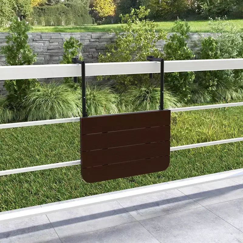 Tavolo Pieghevole da Balcone con 3 Livelli di Altezza Regolabile, per Ringhiere da 2,5 a 15 cm