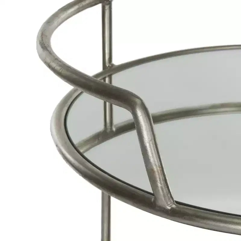 Carrello portabevande in ferro con ripiani in vetro a specchio, rotelle e portasciugamani, 56x56x90 cm