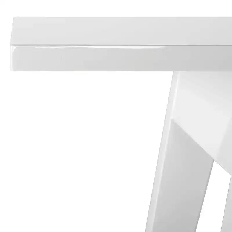 Tavolo Consolle con Finitura Venatura Rovere e Gambe a Compasso, 73,6 cm di Larghezza