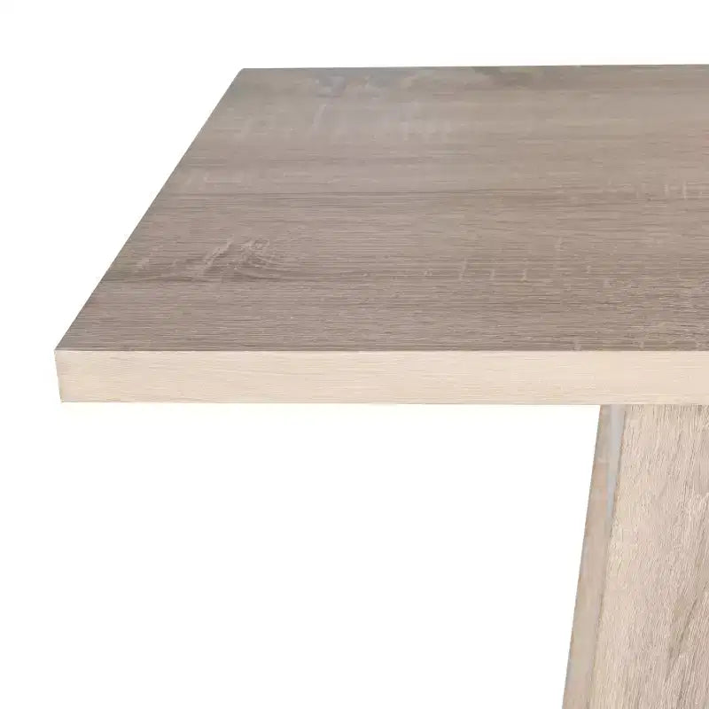 Tavolo Consolle con Finitura Venatura Rovere e Gambe a Compasso, 73,6 cm di Larghezza