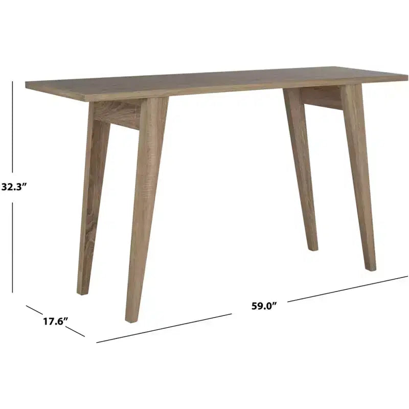 Tavolo Consolle con Finitura Venatura Rovere e Gambe a Compasso, 73,6 cm di Larghezza