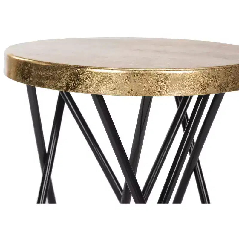 Sgabello da bancone in ferro con foglia d'oro, altezza seduta 61 cm, capacità 125 kg