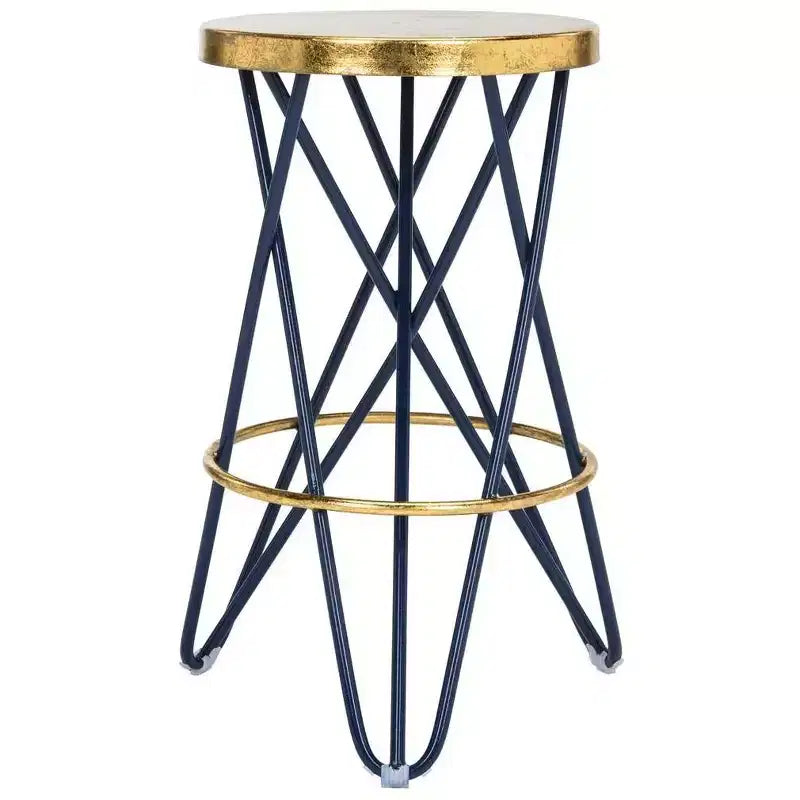 Sgabello da bancone in ferro con foglia d'oro, altezza seduta 61 cm, capacità 125 kg