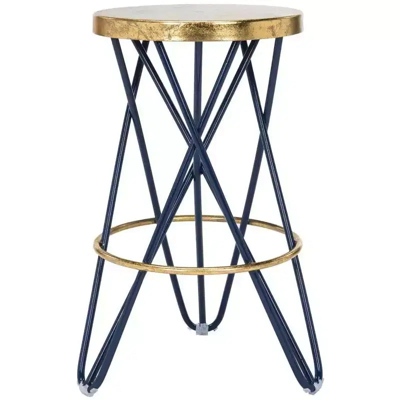 Sgabello da bancone in ferro con foglia d'oro, altezza seduta 61 cm, capacità 125 kg