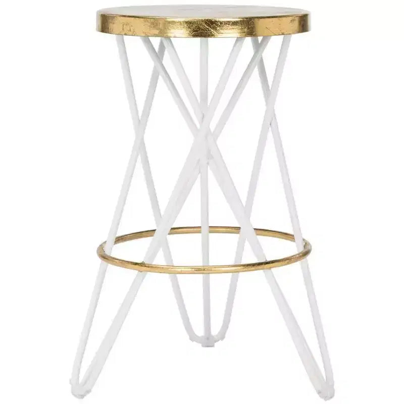 Sgabello da bancone in ferro con foglia d'oro, altezza seduta 61 cm, capacità 125 kg