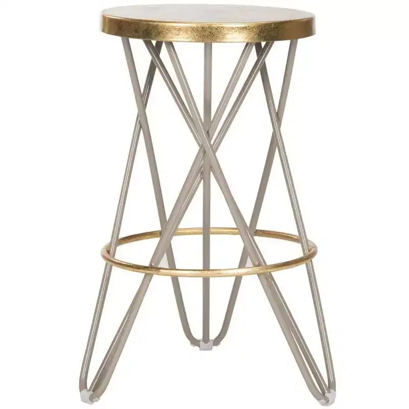 Sgabello da bancone in ferro con foglia d'oro, altezza seduta 61 cm, capacità 125 kg