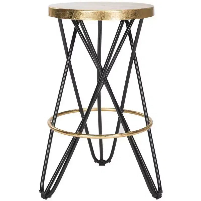 Sgabello da bancone in ferro con foglia d'oro, altezza seduta 61 cm, capacità 125 kg