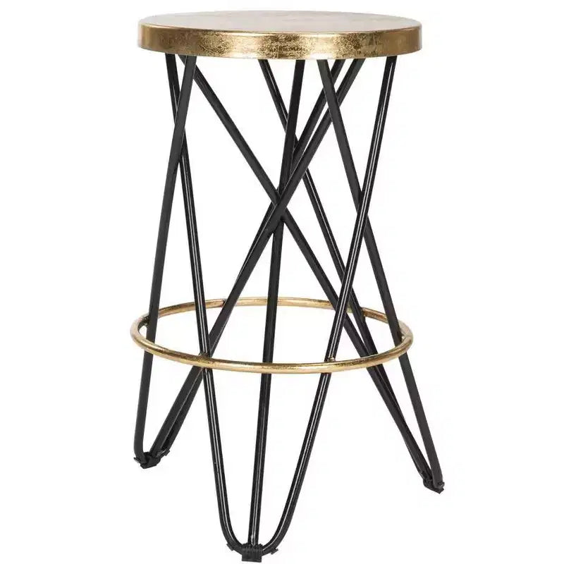 Sgabello da bancone in ferro con foglia d'oro, altezza seduta 61 cm, capacità 125 kg