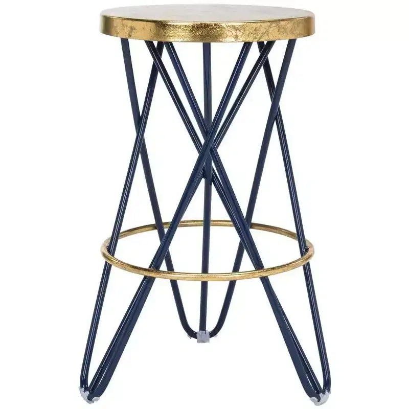Sgabello da bancone in ferro con foglia d'oro, altezza seduta 61 cm, capacità 125 kg