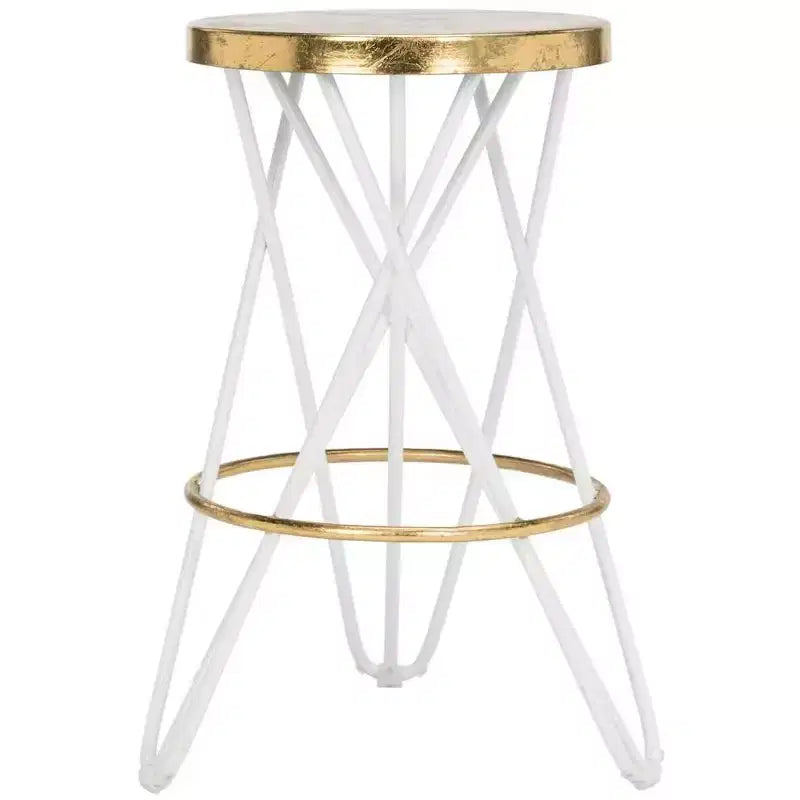 Sgabello da bancone in ferro con foglia d'oro, altezza seduta 61 cm, capacità 125 kg