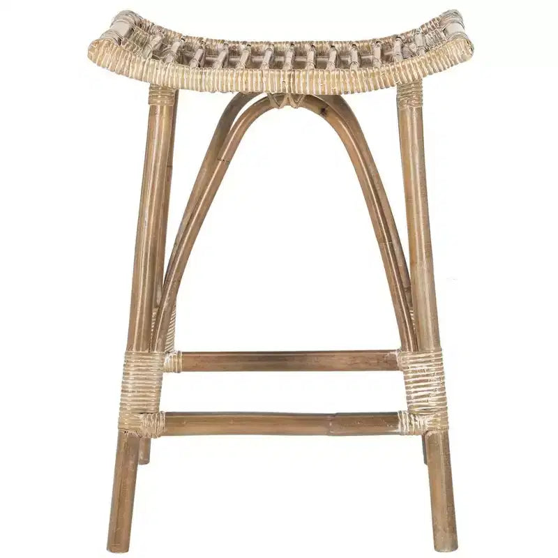 Sgabello da bancone in rattan naturale con struttura in legno, altezza seduta 65 cm