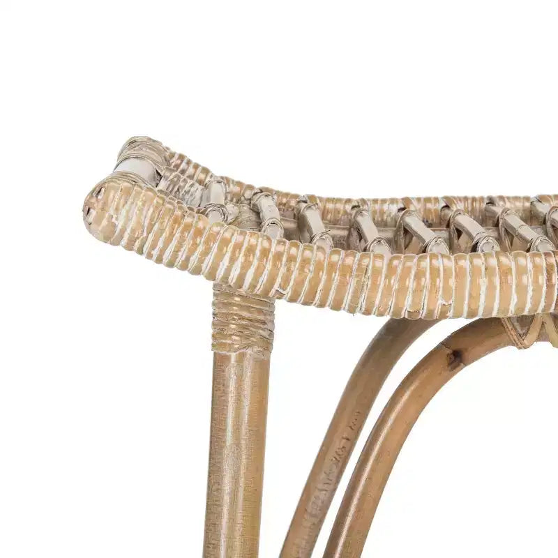 Sgabello da bancone in rattan naturale con struttura in legno, altezza seduta 65 cm