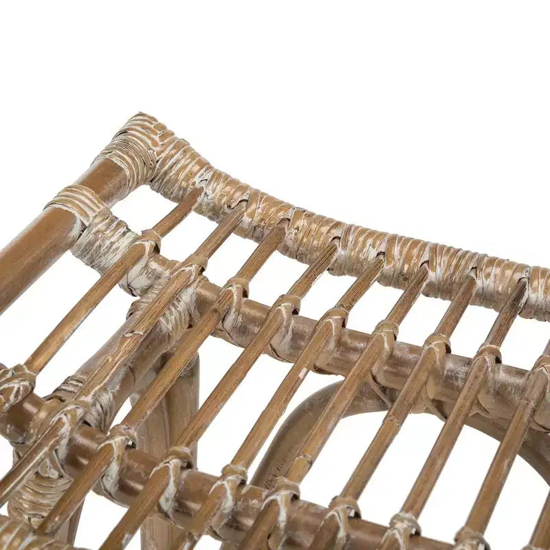 Sgabello da bancone in rattan naturale con struttura in legno, altezza seduta 65 cm