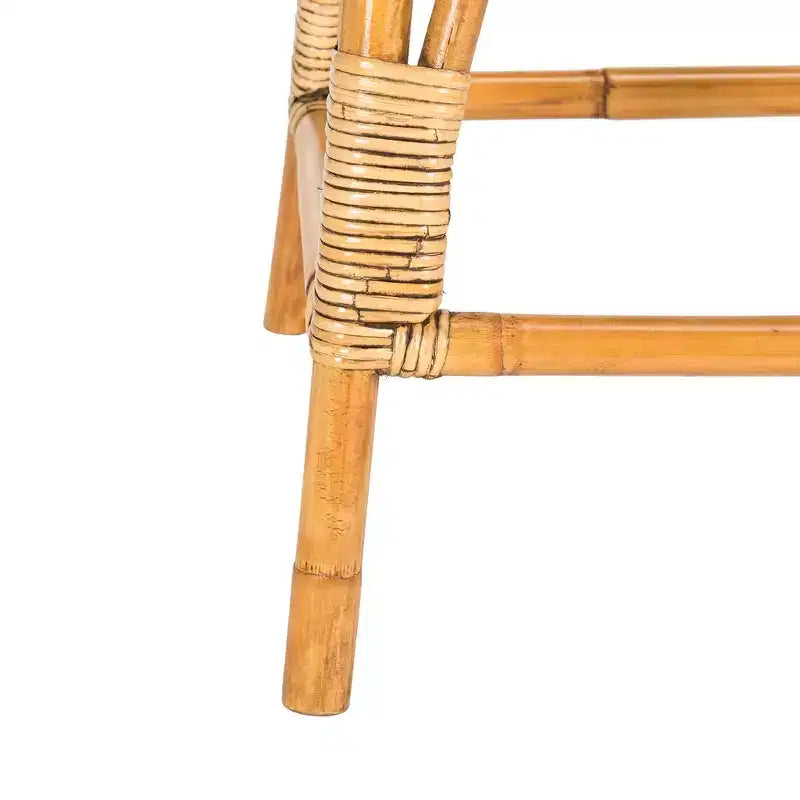 Sgabello da bancone in rattan naturale con struttura in legno, altezza seduta 65 cm