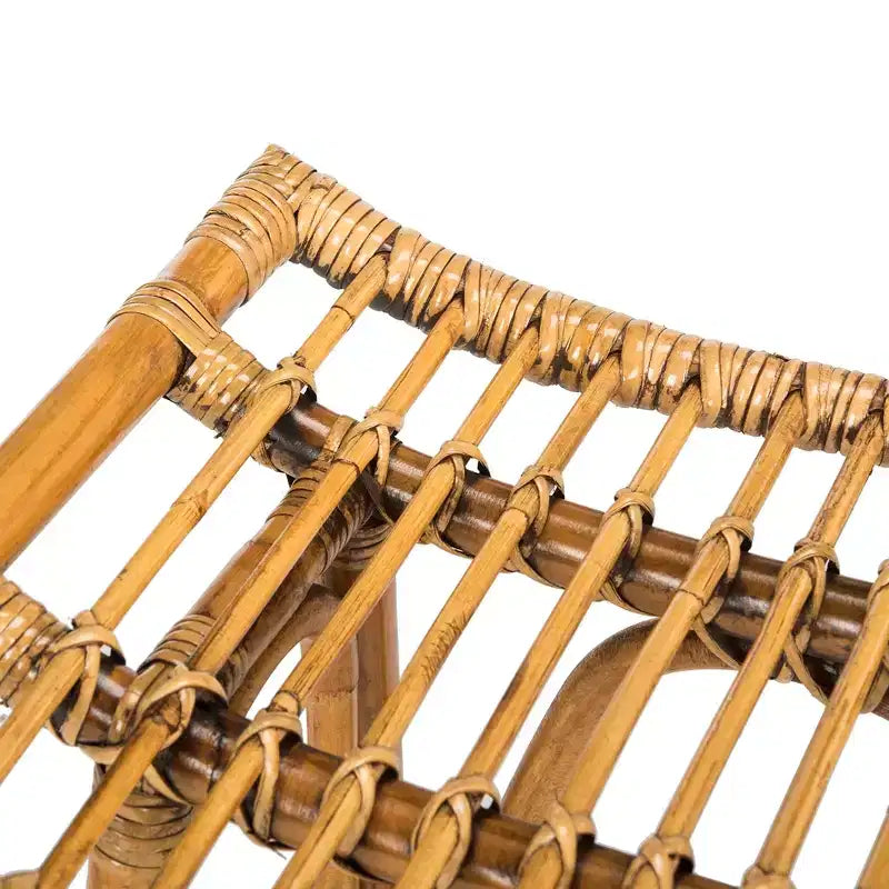 Sgabello da bancone in rattan naturale con struttura in legno, altezza seduta 65 cm