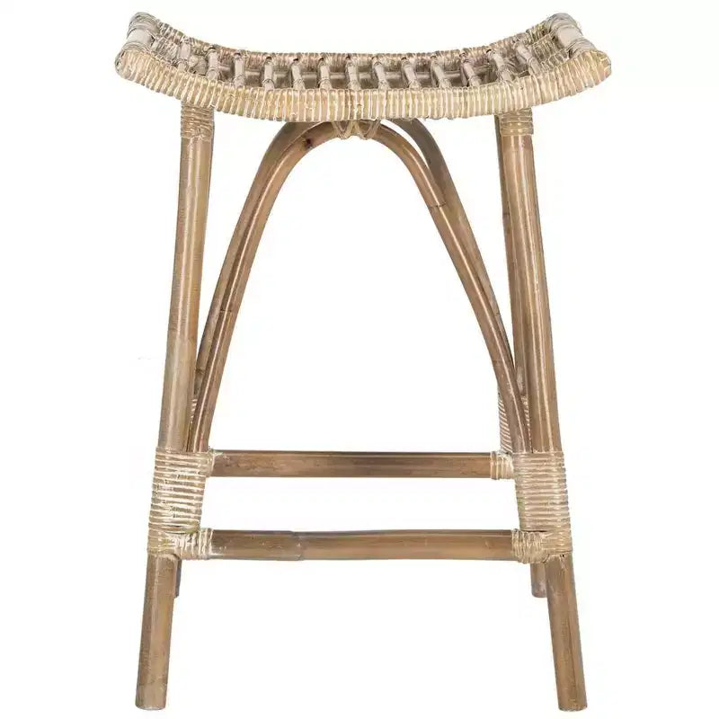 Sgabello da bancone in rattan naturale con struttura in legno, altezza seduta 65 cm