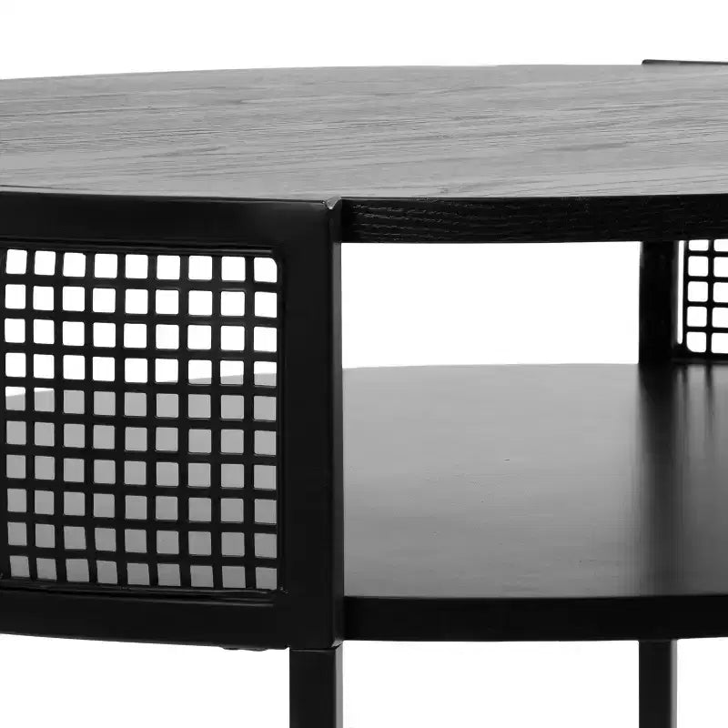 Tavolino rotondo con struttura in legno – 46A x 66L x 64P cm