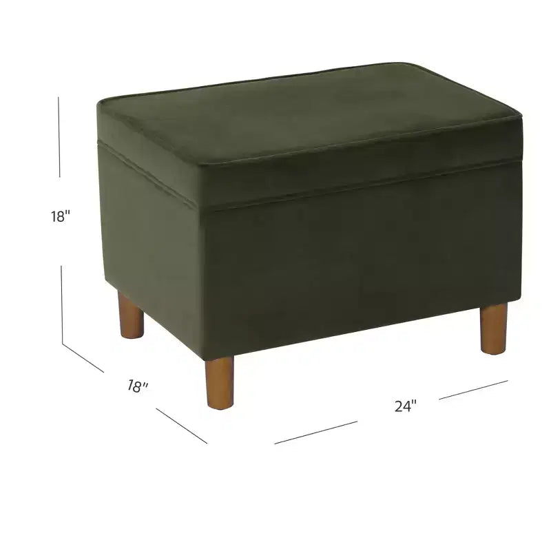 Pouf Contenitore da 24 Pollici con Rivestimento in Velluto, Gambe in Legno e Cerniere Ammortizzate, Capacità 113 kg