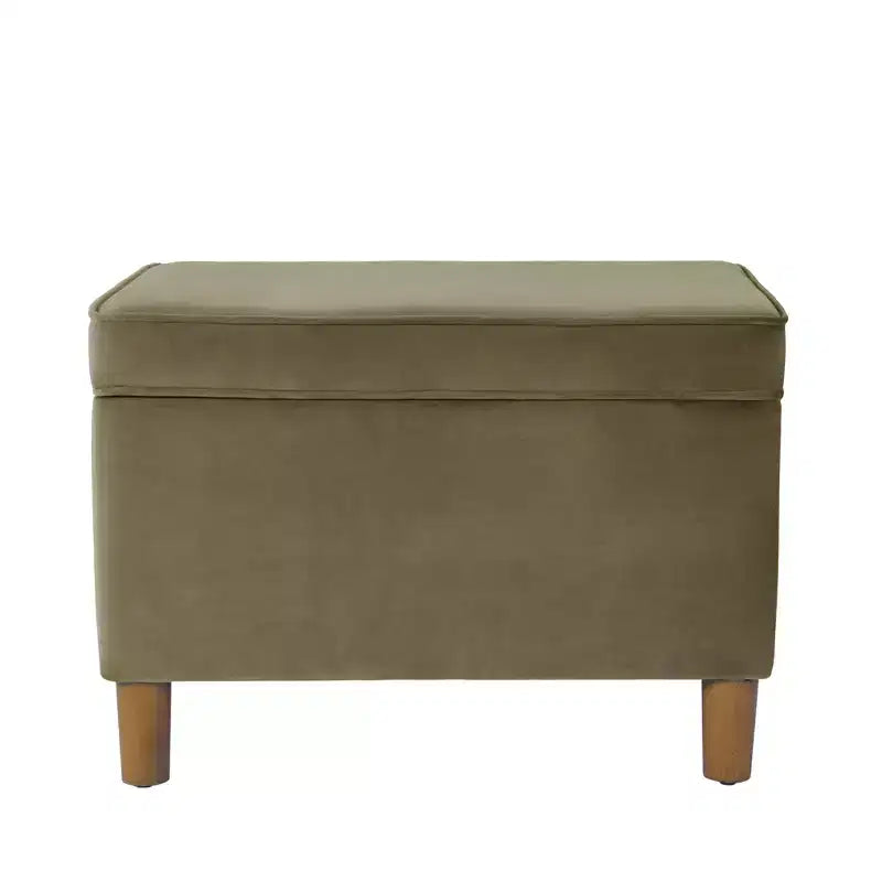 Pouf Contenitore da 24 Pollici con Rivestimento in Velluto, Gambe in Legno e Cerniere Ammortizzate, Capacità 113 kg