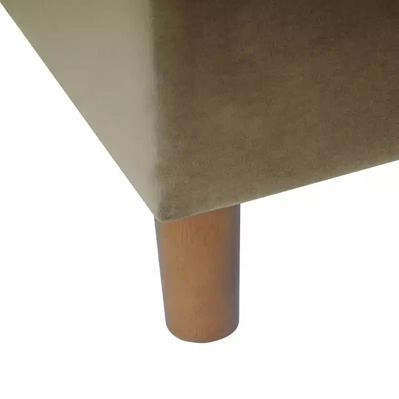 Pouf Contenitore da 24 Pollici con Rivestimento in Velluto, Gambe in Legno e Cerniere Ammortizzate, Capacità 113 kg