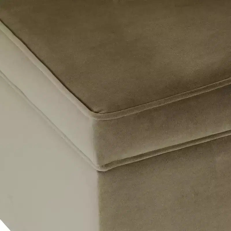 Pouf Contenitore da 24 Pollici con Rivestimento in Velluto, Gambe in Legno e Cerniere Ammortizzate, Capacità 113 kg