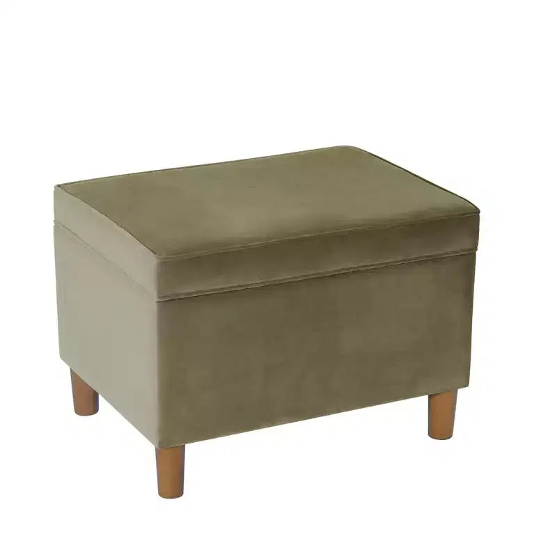 Pouf Contenitore da 24 Pollici con Rivestimento in Velluto, Gambe in Legno e Cerniere Ammortizzate, Capacità 113 kg