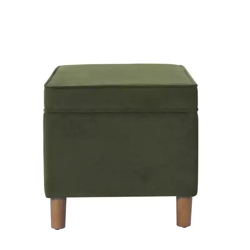 Pouf Contenitore da 24 Pollici con Rivestimento in Velluto, Gambe in Legno e Cerniere Ammortizzate, Capacità 113 kg