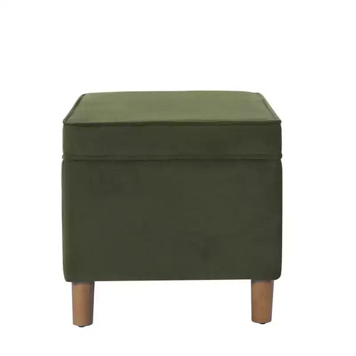 Pouf Contenitore da 24 Pollici con Rivestimento in Velluto, Gambe in Legno e Cerniere Ammortizzate, Capacità 113 kg