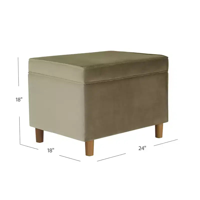 Pouf Contenitore da 24 Pollici con Rivestimento in Velluto, Gambe in Legno e Cerniere Ammortizzate, Capacità 113 kg