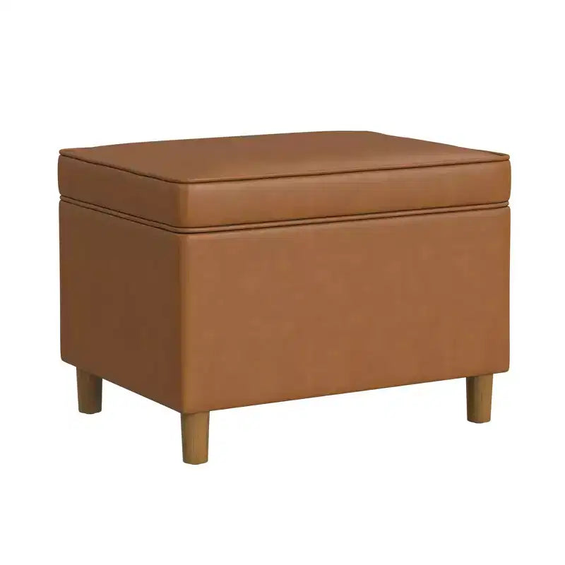 Pouf Contenitore da 24 Pollici con Rivestimento in Velluto, Gambe in Legno e Cerniere Ammortizzate, Capacità 113 kg