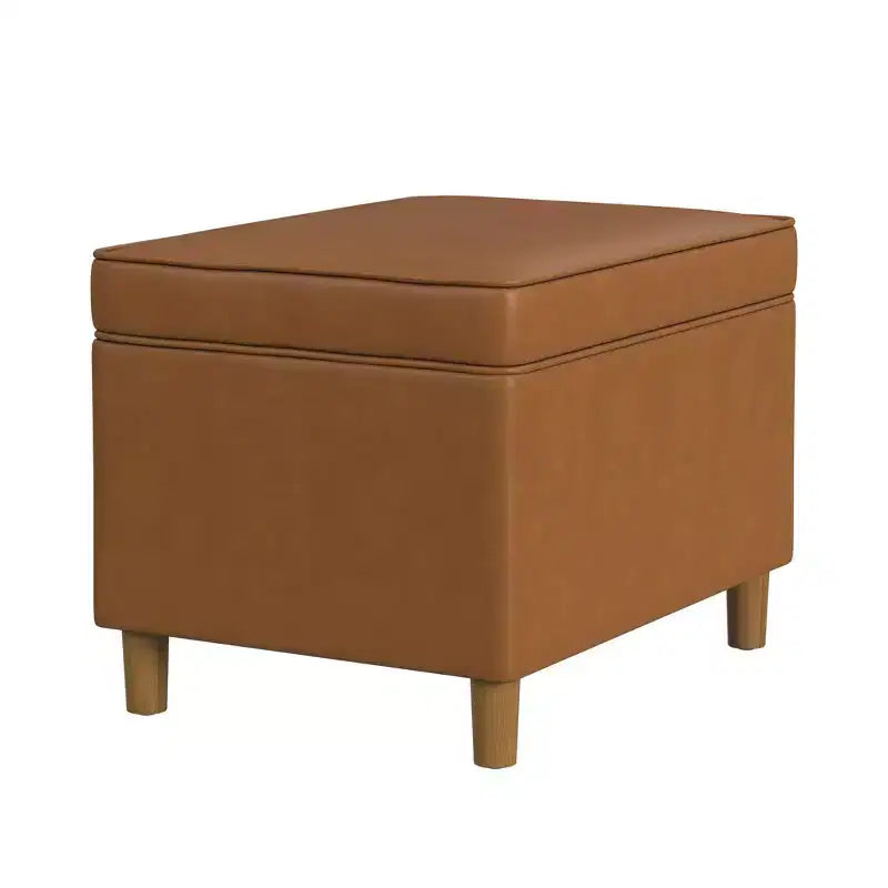 Pouf Contenitore da 24 Pollici con Rivestimento in Velluto, Gambe in Legno e Cerniere Ammortizzate, Capacità 113 kg