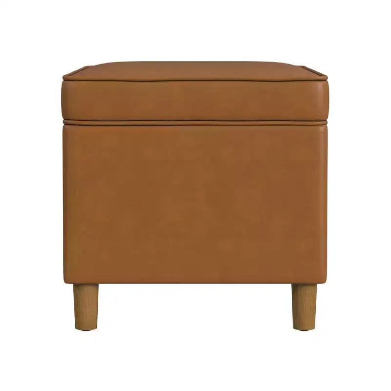 Pouf Contenitore da 24 Pollici con Rivestimento in Velluto, Gambe in Legno e Cerniere Ammortizzate, Capacità 113 kg