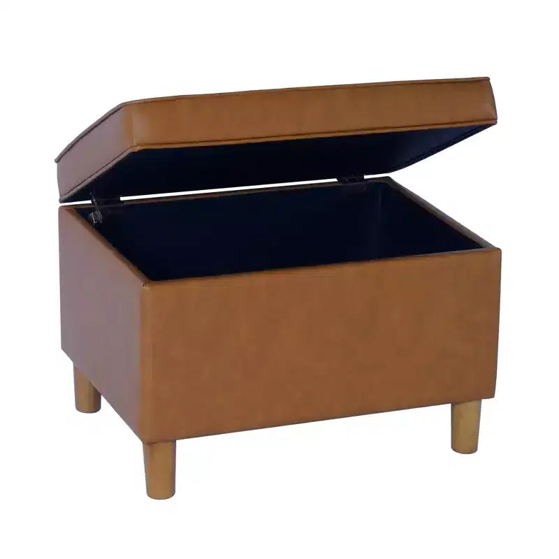 Pouf Contenitore da 24 Pollici con Rivestimento in Velluto, Gambe in Legno e Cerniere Ammortizzate, Capacità 113 kg