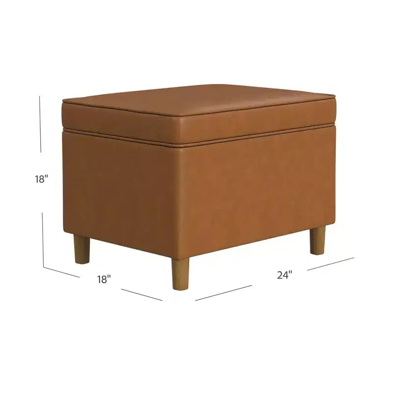 Pouf Contenitore da 24 Pollici con Rivestimento in Velluto, Gambe in Legno e Cerniere Ammortizzate, Capacità 113 kg