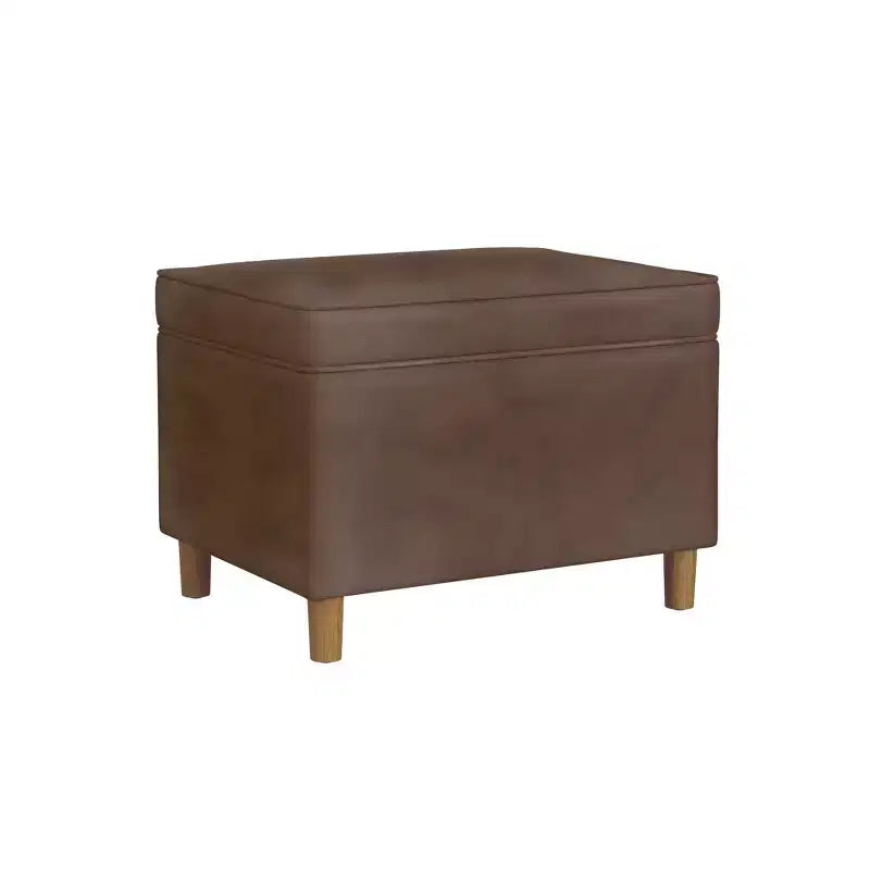 Pouf Contenitore da 24 Pollici con Rivestimento in Velluto, Gambe in Legno e Cerniere Ammortizzate, Capacità 113 kg