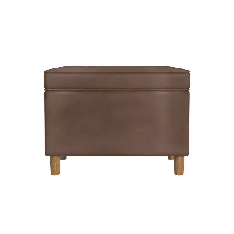 Pouf Contenitore da 24 Pollici con Rivestimento in Velluto, Gambe in Legno e Cerniere Ammortizzate, Capacità 113 kg