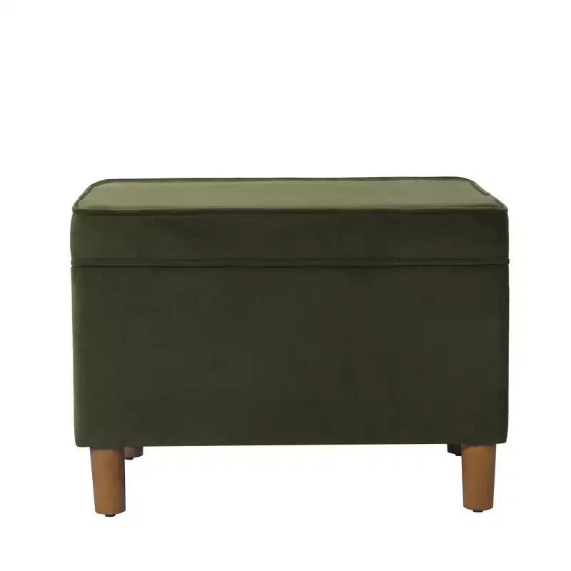 Pouf Contenitore da 24 Pollici con Rivestimento in Velluto, Gambe in Legno e Cerniere Ammortizzate, Capacità 113 kg