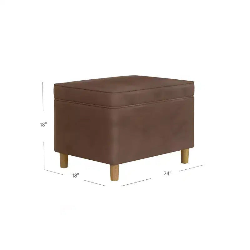 Pouf Contenitore da 24 Pollici con Rivestimento in Velluto, Gambe in Legno e Cerniere Ammortizzate, Capacità 113 kg