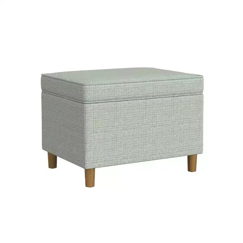Pouf Contenitore da 24 Pollici con Rivestimento in Velluto, Gambe in Legno e Cerniere Ammortizzate, Capacità 113 kg
