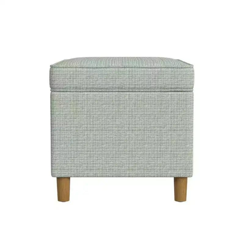 Pouf Contenitore da 24 Pollici con Rivestimento in Velluto, Gambe in Legno e Cerniere Ammortizzate, Capacità 113 kg
