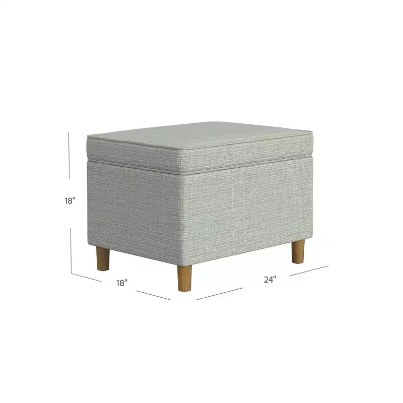 Pouf Contenitore da 24 Pollici con Rivestimento in Velluto, Gambe in Legno e Cerniere Ammortizzate, Capacità 113 kg