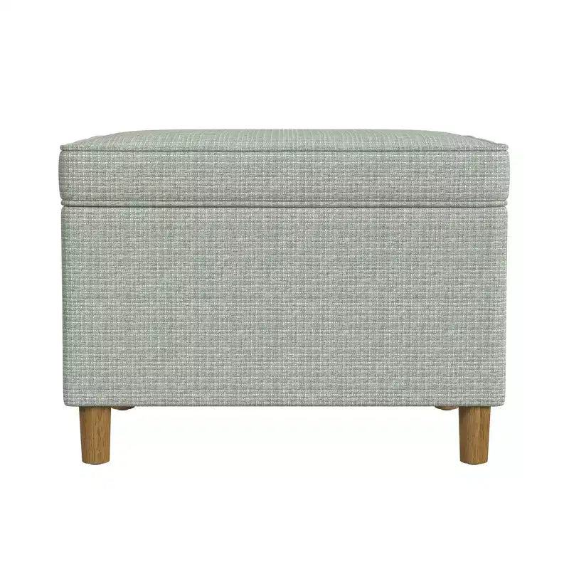 Pouf Contenitore da 24 Pollici con Rivestimento in Velluto, Gambe in Legno e Cerniere Ammortizzate, Capacità 113 kg