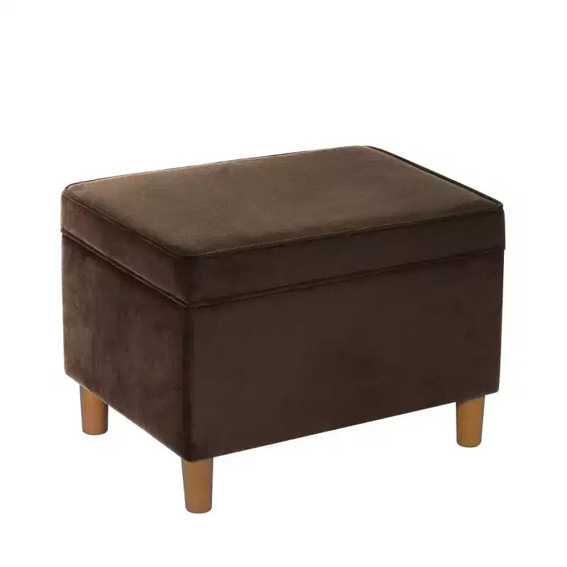 Pouf Contenitore da 24 Pollici con Rivestimento in Velluto, Gambe in Legno e Cerniere Ammortizzate, Capacità 113 kg