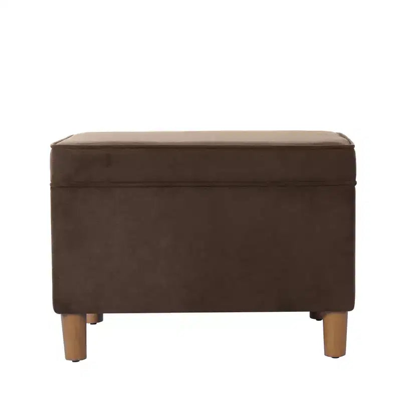 Pouf Contenitore da 24 Pollici con Rivestimento in Velluto, Gambe in Legno e Cerniere Ammortizzate, Capacità 113 kg