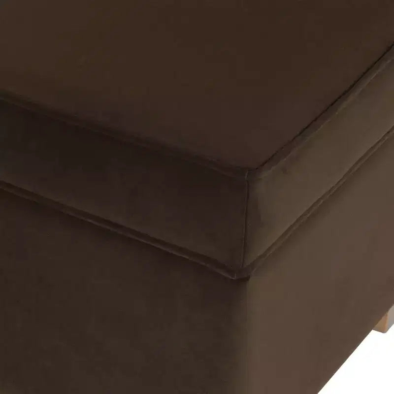 Pouf Contenitore da 24 Pollici con Rivestimento in Velluto, Gambe in Legno e Cerniere Ammortizzate, Capacità 113 kg