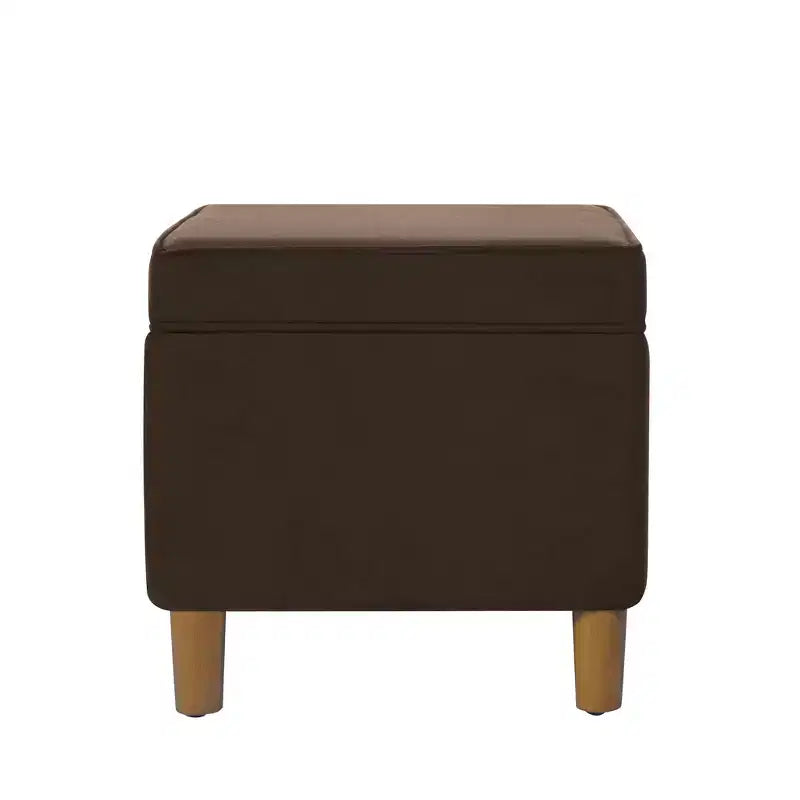 Pouf Contenitore da 24 Pollici con Rivestimento in Velluto, Gambe in Legno e Cerniere Ammortizzate, Capacità 113 kg
