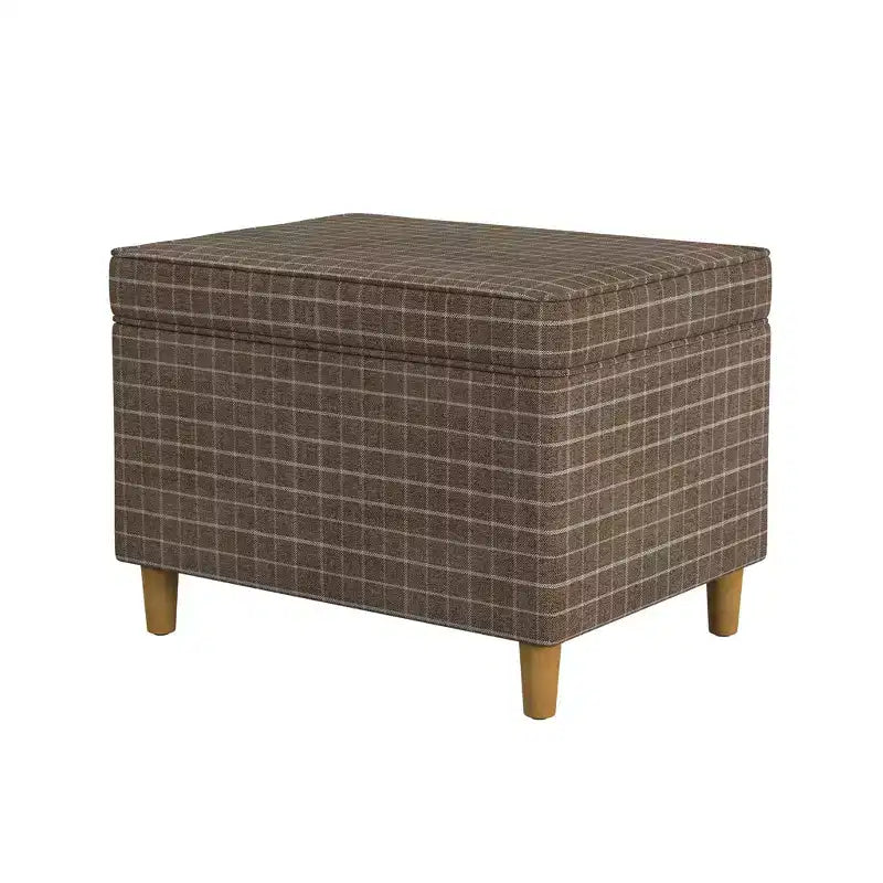 Pouf Contenitore da 24 Pollici con Rivestimento in Velluto, Gambe in Legno e Cerniere Ammortizzate, Capacità 113 kg