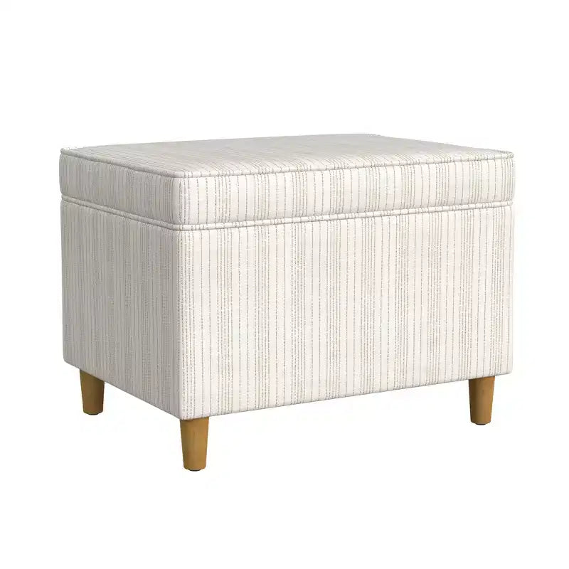 Pouf Contenitore da 24 Pollici con Rivestimento in Velluto, Gambe in Legno e Cerniere Ammortizzate, Capacità 113 kg